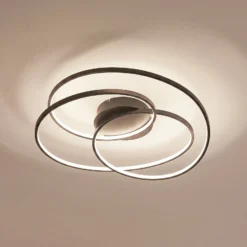 Lindby LED-Deckenleuchte Kateryna, schwarz, Ø 60 cm, dimmbar