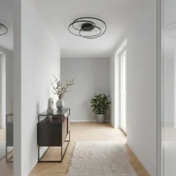 Lindby LED-Deckenleuchte Kateryna, schwarz, Ø 60 cm, dimmbar