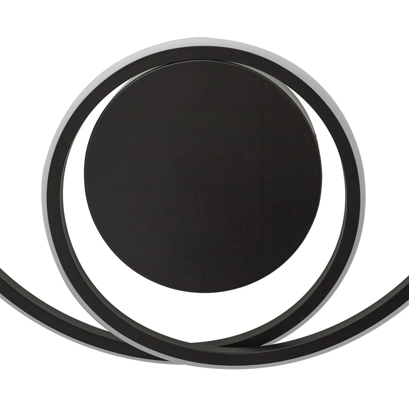 Lindby LED-Deckenleuchte Kyron, schwarz, Alu, dimmbar, Ø45cm