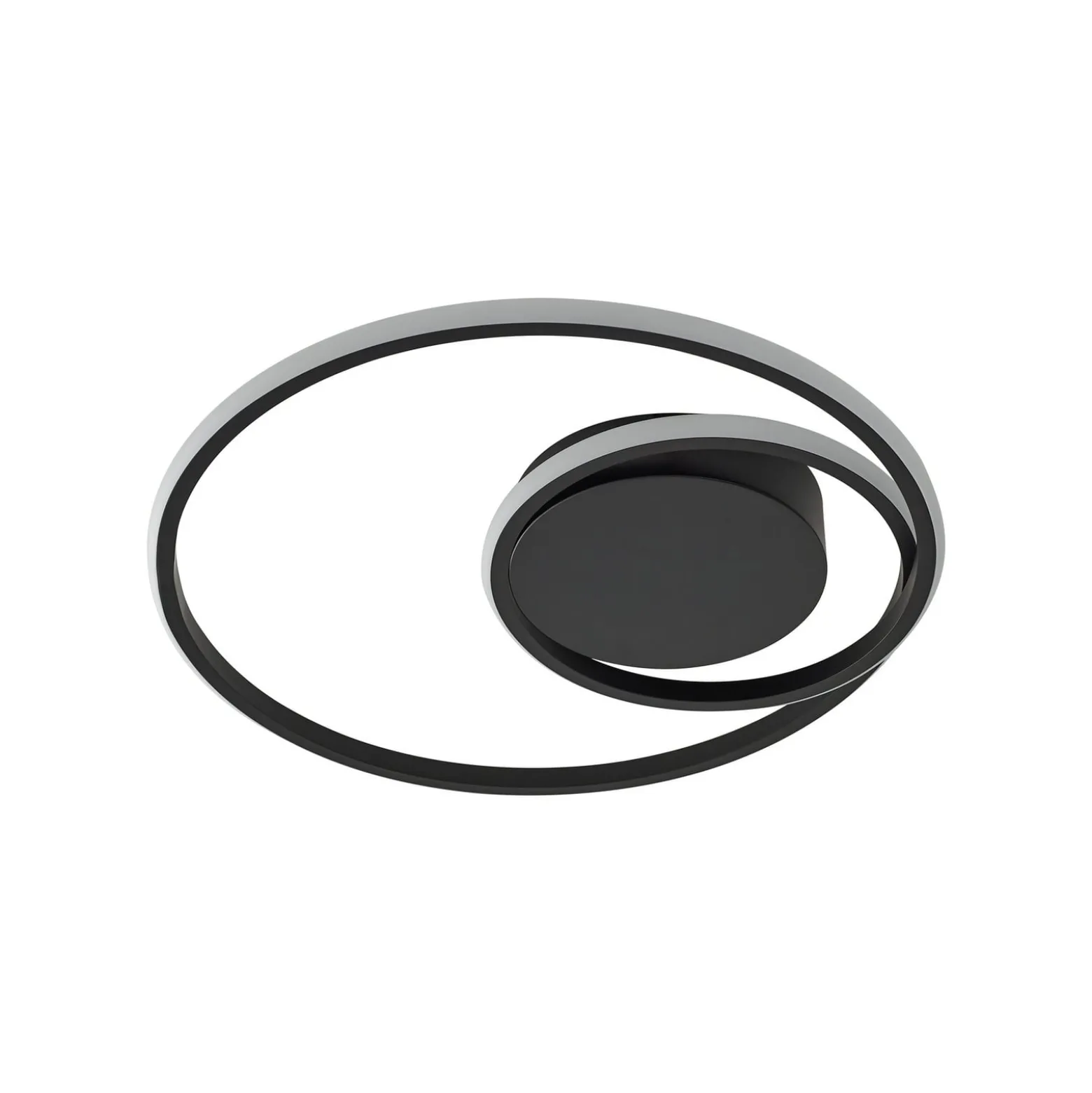 Lindby LED-Deckenleuchte Kyron, schwarz, Alu, dimmbar, Ø45cm
