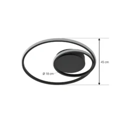 Lindby LED-Deckenleuchte Kyron, schwarz, Alu, dimmbar, Ø45cm