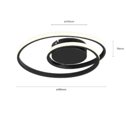 Lindby LED-Deckenleuchte Kyron, schwarz, Alu, dimmbar, Ø45cm