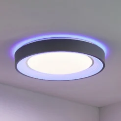 Lindby LED-Deckenleuchte Lindum, RGB, CCT, Remote, dimmbar