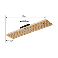 Lindby LED-Deckenleuchte Madero, Kiefernholz, 90 cm x 20 cm