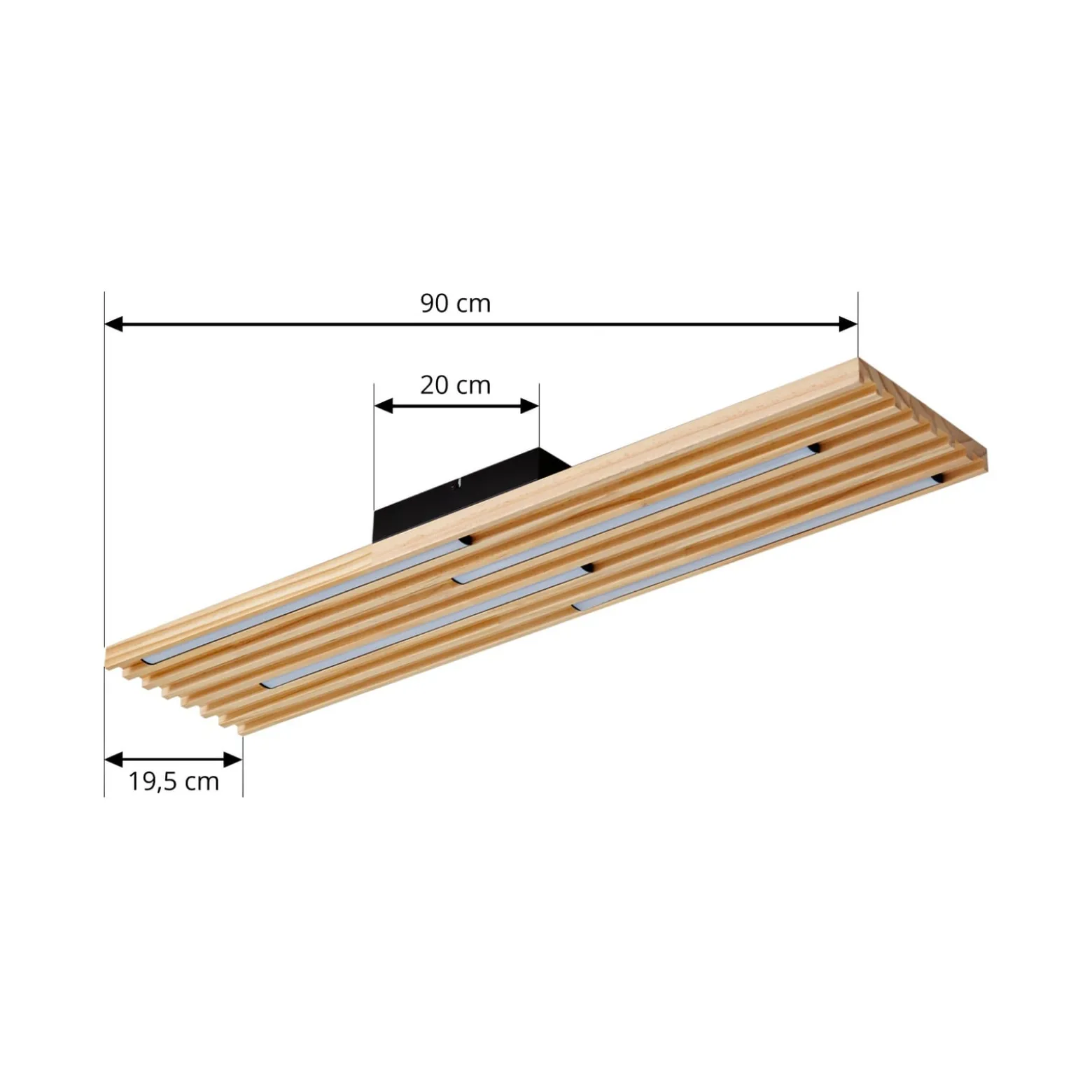 Lindby LED-Deckenleuchte Madero, Kiefernholz, 90 cm x 20 cm