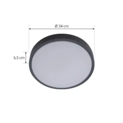 Lindby LED-Deckenleuchte Manala, betongrau, RGB, CCT, Remote