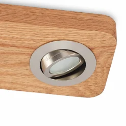 Lindby LED-Deckenleuchte Mikari, 30 cm, Holz, schwenkbar
