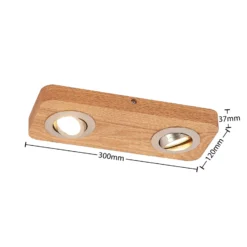 Lindby LED-Deckenleuchte Mikari, 30 cm, Holz, schwenkbar
