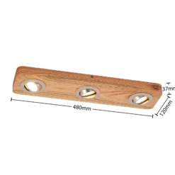 Lindby LED-Deckenleuchte Mikari, 48 cm, Holz, schwenkbar
