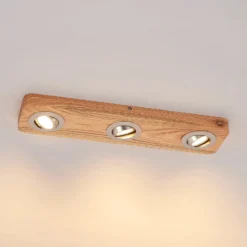 Lindby LED-Deckenleuchte Mikari, 48 cm, Holz, schwenkbar
