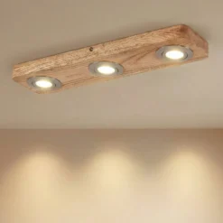 Lindby LED-Deckenleuchte Mikari, 48 cm, Holz, schwenkbar