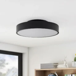 Lindby LED-Deckenleuchte Milada, schwarz, CCT, Fernbedienung