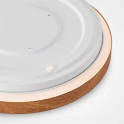 Lindby LED-Deckenleuchte Mynte, Ø30cm, Holzoptik, Kunststoff
