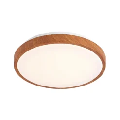 Lindby LED-Deckenleuchte Mynte, Ø30cm, Holzoptik, Kunststoff