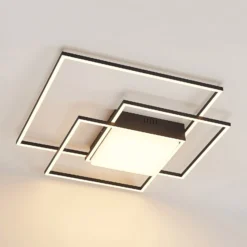 Lindby LED-Deckenleuchte Nelinka, 60 cm, schwarz, Aluminium