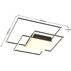 Lindby LED-Deckenleuchte Nelinka, 60 cm, schwarz, Aluminium