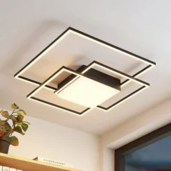 Lindby LED-Deckenleuchte Nelinka, 60 cm, schwarz, Aluminium