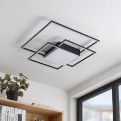 Lindby LED-Deckenleuchte Nelinka, 60 cm, schwarz, Aluminium