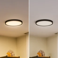 Lindby LED-Deckenleuchte Pravin, Ø 30 cm, dimmbar, schwarz