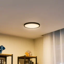 Lindby LED-Deckenleuchte Pravin, Ø 30 cm, dimmbar, schwarz