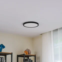 Lindby LED-Deckenleuchte Pravin, Ø 30 cm, dimmbar, schwarz