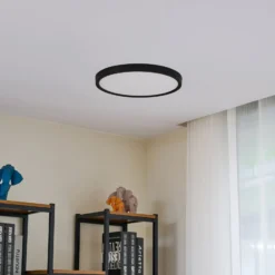 Lindby LED-Deckenleuchte Pravin, Ø 40 cm, 3.000 K, schwarz