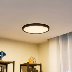 Lindby LED-Deckenleuchte Pravin, Ø 50 cm, 3.000 K, schwarz