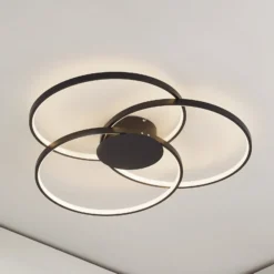 Lindby LED-Deckenleuchte Riley, schwarz, 3.000 K, dimmbar