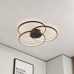 Lindby LED-Deckenleuchte Riley, schwarz, 3.000 K, dimmbar