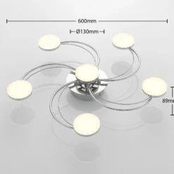 Lindby LED-Deckenleuchte Rouven, Spiralform, 6-flg., grau