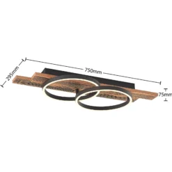 Lindby LED-Deckenleuchte Sentoa, Holz, 75 cm lang, 3.000 K