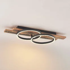 Lindby LED-Deckenleuchte Sentoa, Holz, 75 cm lang, 3.000 K
