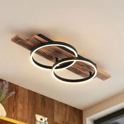 Lindby LED-Deckenleuchte Sentoa, Holz, 75 cm lang, 3.000 K