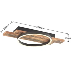 Lindby LED-Deckenleuchte Sentoa, Holz, 52,8 cm lang, 3.000 K