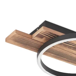 Lindby LED-Deckenleuchte Sentoa, Holz, 52,8 cm lang, 3.000 K