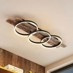 Lindby LED-Deckenleuchte Sentoa, Holz, 100 cm lang, 3.000 K