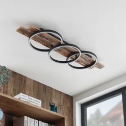 Lindby LED-Deckenleuchte Sentoa, Holz, 100 cm lang, 3.000 K