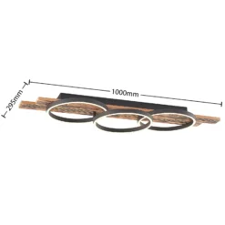 Lindby LED-Deckenleuchte Sentoa, Holz, 100 cm lang, 3.000 K