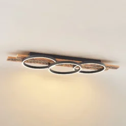 Lindby LED-Deckenleuchte Sentoa, Holz, 100 cm lang, 3.000 K