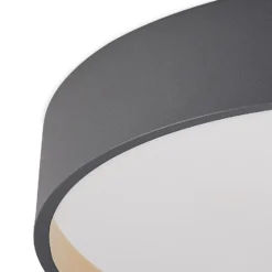Lindby LED-Deckenleuchte Todor, 50 cm, anthrazit, CCT, Holz