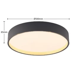 Lindby LED-Deckenleuchte Todor, 50 cm, anthrazit, CCT, Holz