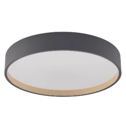 Lindby LED-Deckenleuchte Todor, 50 cm, anthrazit, CCT, Holz
