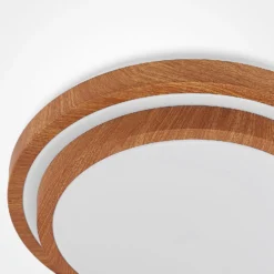 Lindby LED-Deckenleuchte Vaako, Ø 41 cm, Metall, Holzoptik