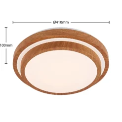 Lindby LED-Deckenleuchte Vaako, Ø 41 cm, Metall, Holzoptik