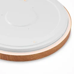 Lindby LED-Deckenleuchte Vaako, Ø 41 cm, Metall, Holzoptik
