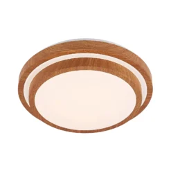 Lindby LED-Deckenleuchte Vaako, Ø 41 cm, Metall, Holzoptik
