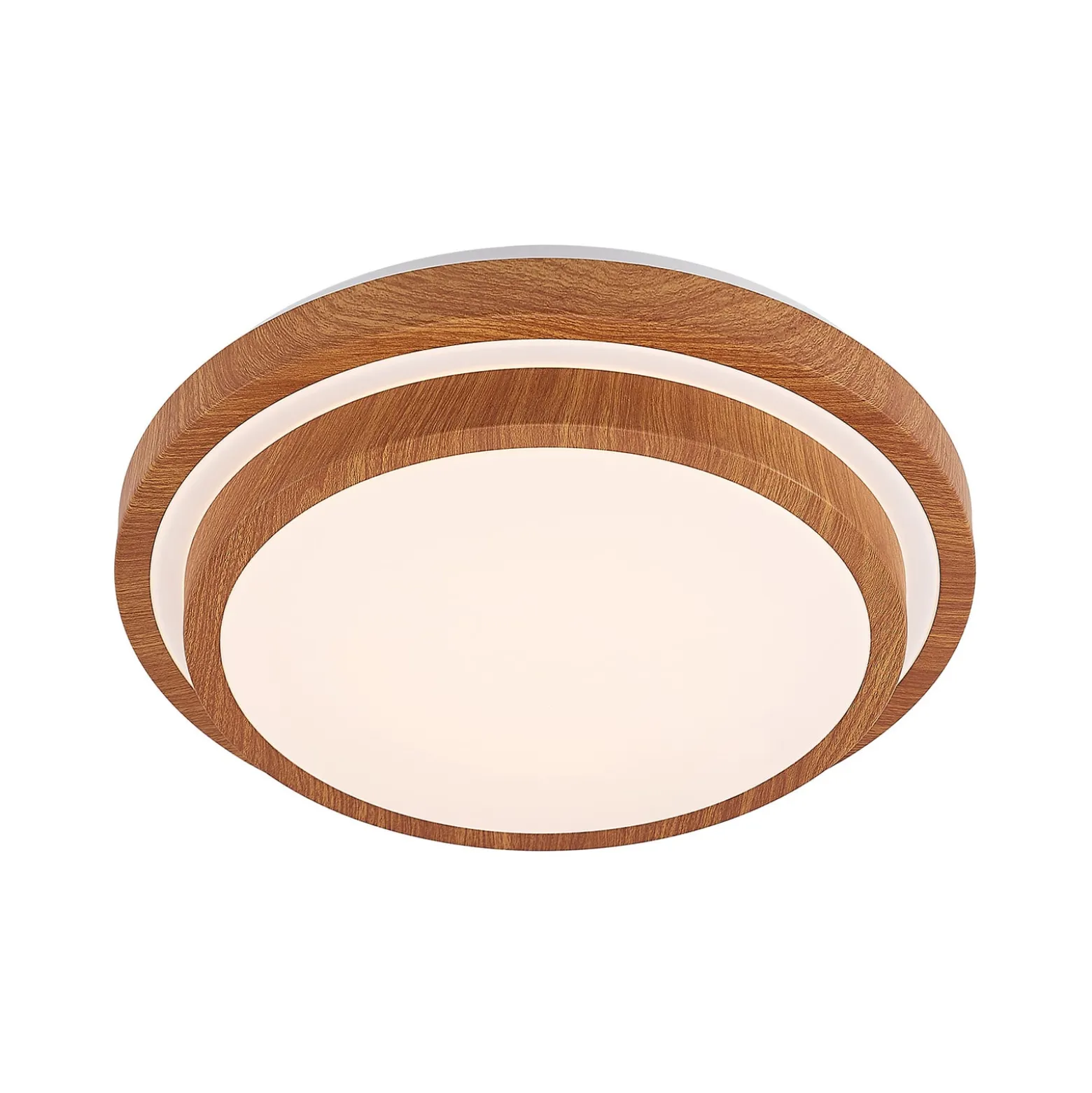 Lindby LED-Deckenleuchte Vaako, Ø 41 cm, Metall, Holzoptik