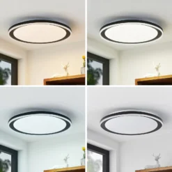 Lindby LED-Deckenleuchte Verdan,, schwarz, Metall, dim., CCT