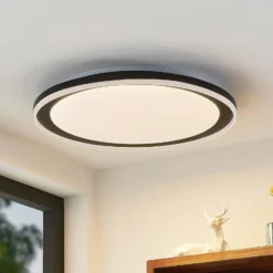 Lindby LED-Deckenleuchte Verdan,, schwarz, Metall, dim., CCT