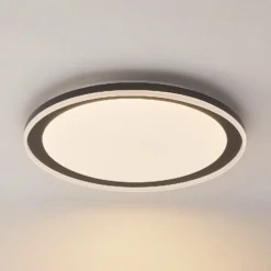 Lindby LED-Deckenleuchte Verdan,, schwarz, Metall, dim., CCT